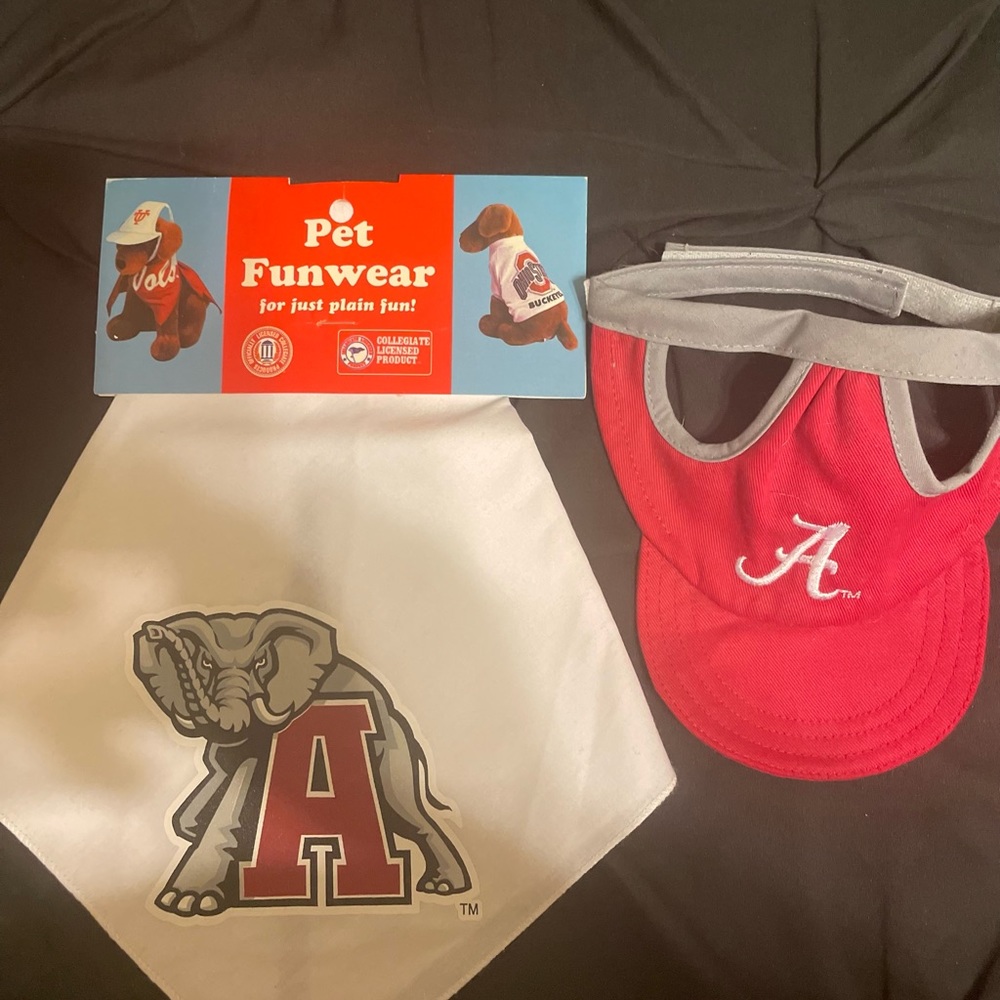 ‼️University of Alabama dog attire! Cap worn only once‼️ Bandana brand new. ‼️